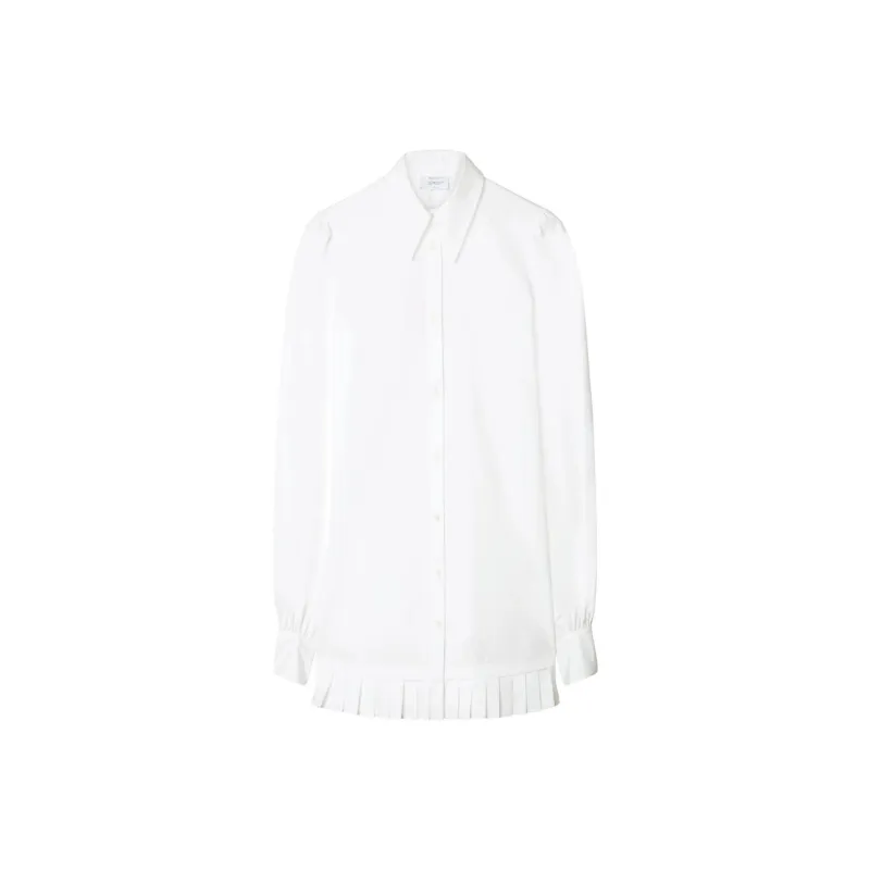 OFF WHITE Logo Embroidered Pleated Shirt Dress-0