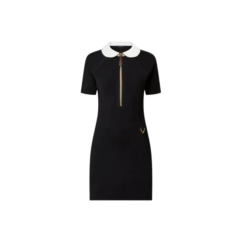 Lv Technical Jersey Peter Pan Collar Dress-0