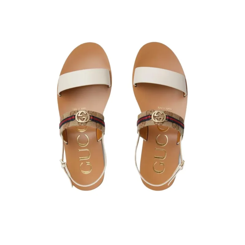 GUCCI Interlocking One Strap Sandals Women's White-3