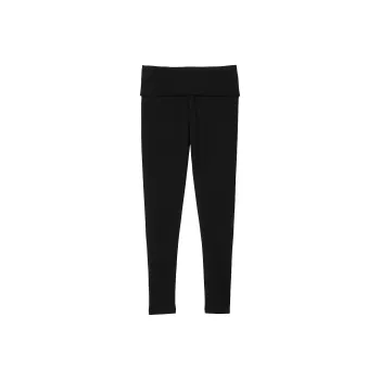 Victoria's Secret VS Cotton Yoga Mid-Rise Foldover Leggings Pure Black Leggings Women's Pure Black