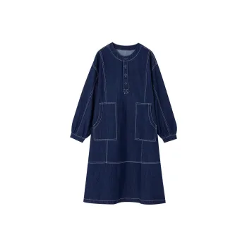 【dme】 Long Sleeved Dresses Women's Denim Blue