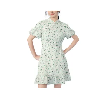 EICHITOO Short-Sleeved Dresses Women's Ecru Pattern