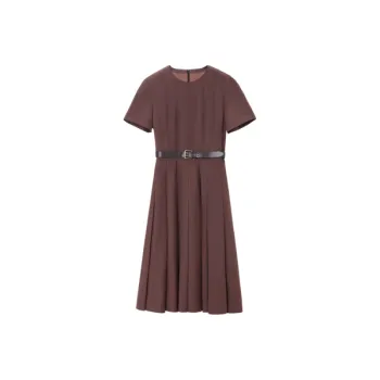 OVV Short Sleeved Dresses Women's Brick Red Solid Color A1