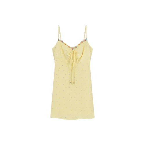 ANNIBUHUO Slip Dress Women's Yellow