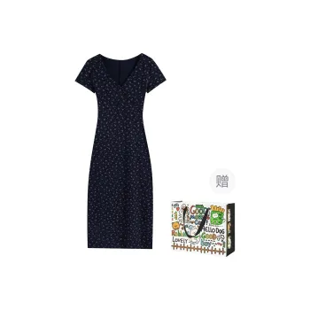 ZVJH Short Sleeved Dress Women's Navy Blue