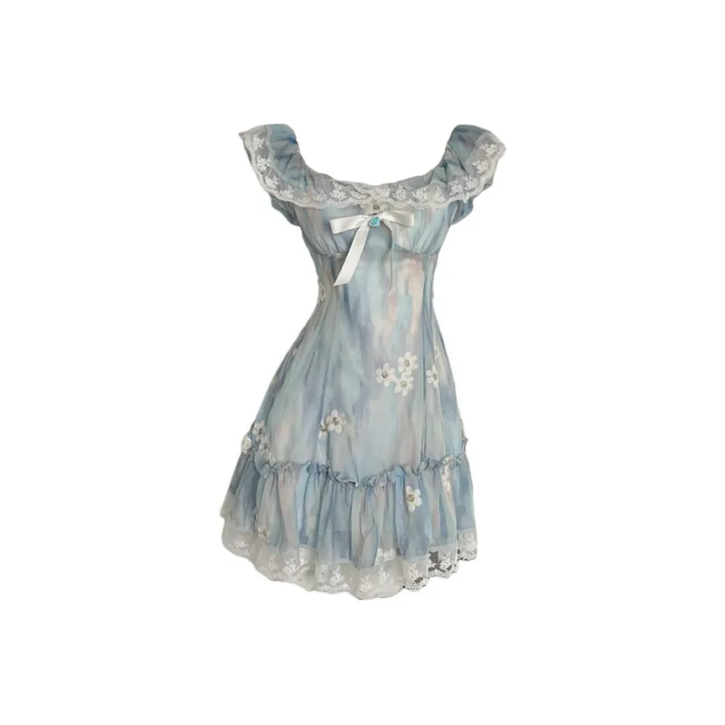 PLANE DRIFT Short Sleeved Dress Women's Dream Blue-0