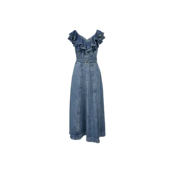ONLY Short Sleeved Dresses Women's Washed Denim Blue