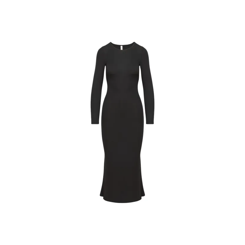 ARITZIA The Group By Babaton Luxe Lounge Serenity Dress Long-Sleeved Dresses Women's Black-0