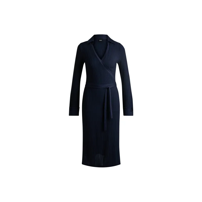 HUGO BOSS Long-Sleeved Dresses Women's Dark Blue-0