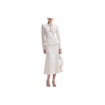 Self portrait Long Sleeved Dress Women's Ivory White