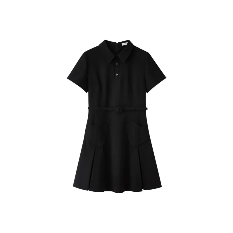 SHUIYUNJIAN Short Sleeved Dress Women's Black-0