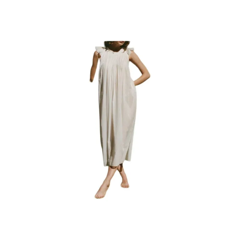 DOEN LOVISA NIGHTGOWN Short Sleeved Dress Women's White-0