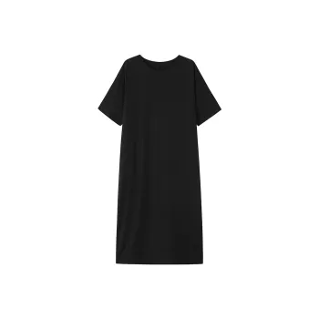 ZHOUMIAO Short Sleeved Dresses Women's Hepburn Black