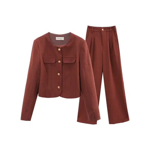 A Paradise For Awakening Casual Suit Women's Burgundy