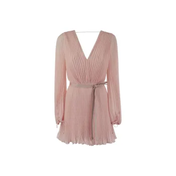 MaxMara V Neck Pleated Mini Dress