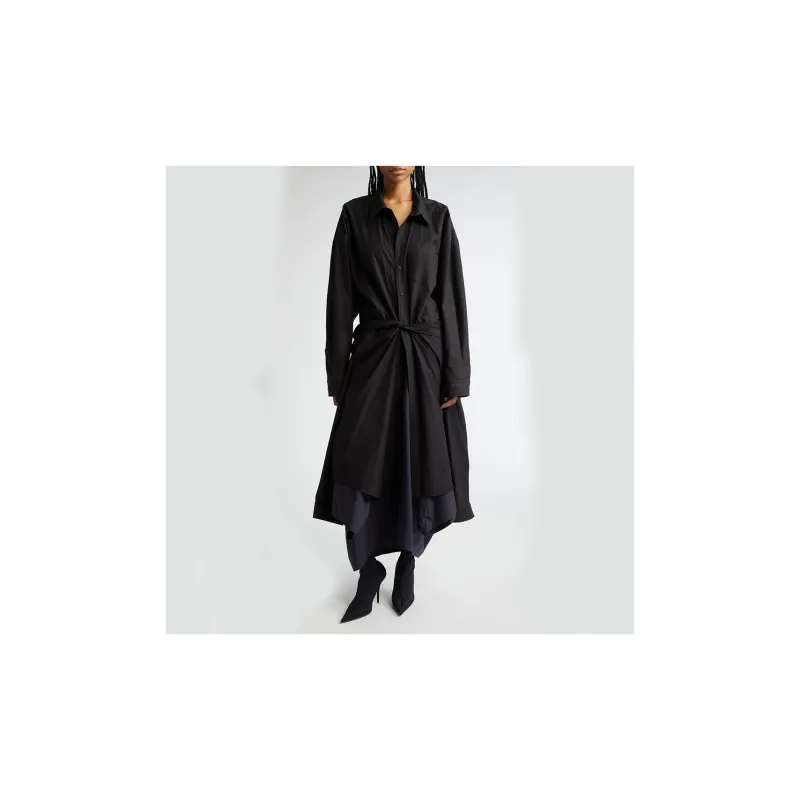 Balenciaga Collared Gathered Long Shirt-5