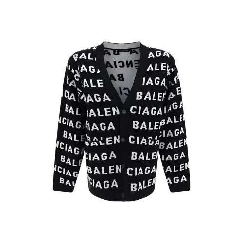 Balenciaga All Over Logo Intarsia Buttoned Cardigan