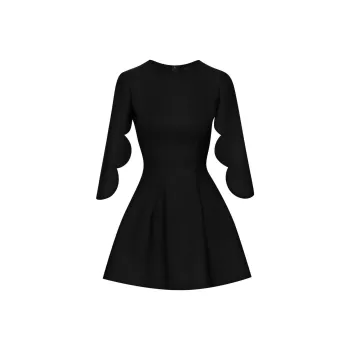 OSCAR DE LA RENTA Cape-sleeve Scalloped Minidress