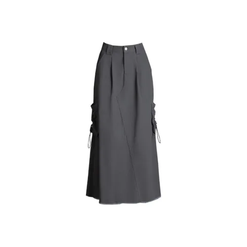 You Cow Me Pants Denim Long Skirts Women's Dark Gray