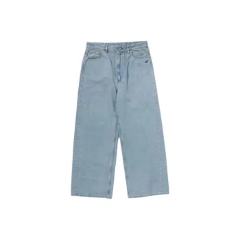 A BATHING APE Women's Sta Embroidery Baggy Denim Pants Blue