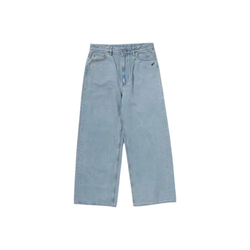 A BATHING APE Women's Sta Embroidery Baggy Denim Pants Blue
