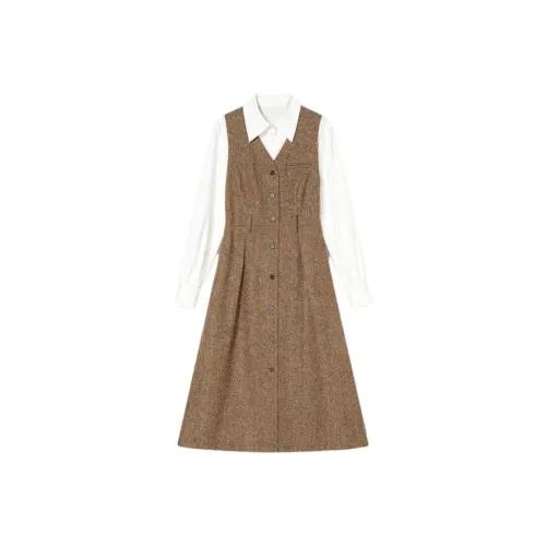 YINER GoodLand 카멜 여성 긴팔 원피스