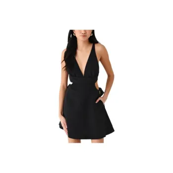 LOVESHACKFANCY Oversize bow Plunging V neck Dress