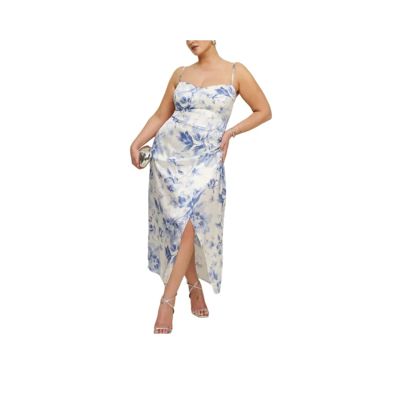 REFORMATION Marguerite Silk Dress Es Slip Dresses Women's Blue-0