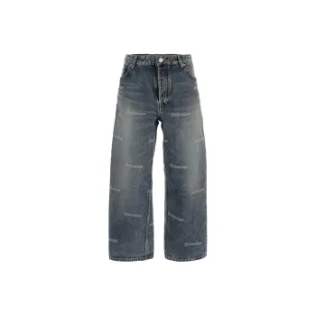 Balenciaga Logo Printed Low Rise Denim Jeans