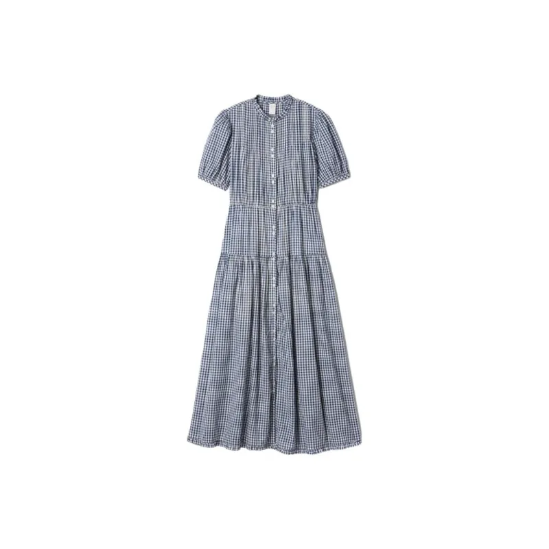 GAP X DÔEN Gingham Maxi Dress Navy Blue Gingham-0