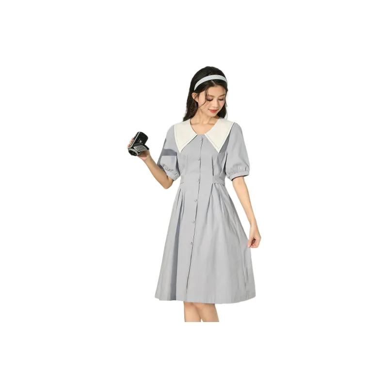 Tonlion Short Sleeved Dress Women's Light Aqua Blue-0