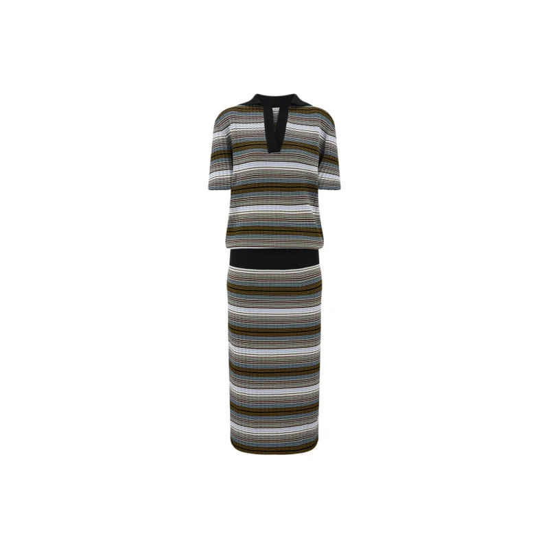 Ferragamo Striped Knitted Dress-0