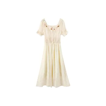 ZCDECO Short Sleeved Dress Women's Yellow