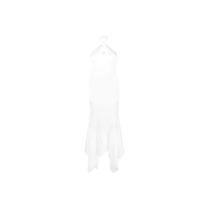 The Attico Saskia Halterneck Asymmetric Maxi Dress-0