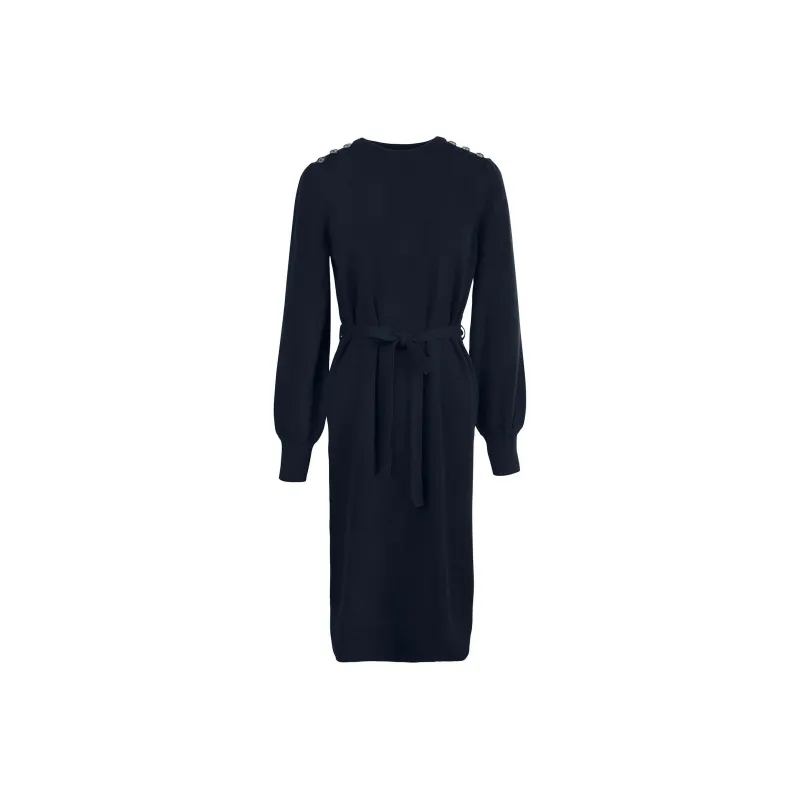 BARBOUR Perch Knitted Midi Dress Long-Sleeved Dresses Women's Navy Blue-0