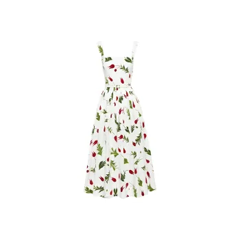 Oscar De La Renta Tulip-print Poplin Midi Dress
