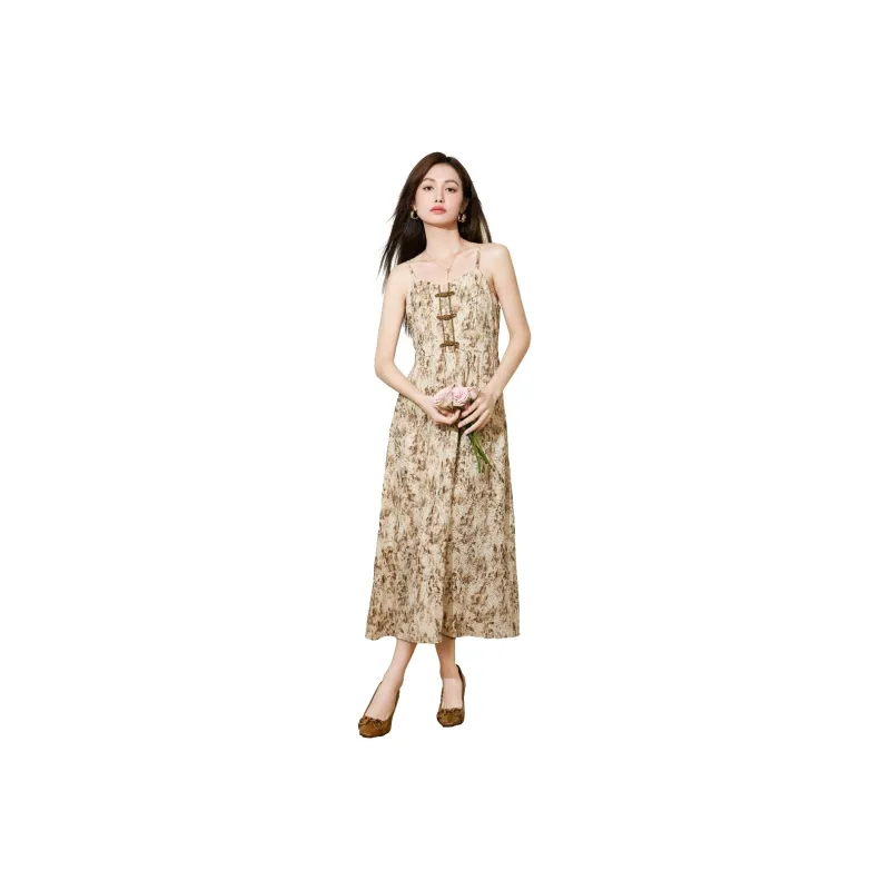 SMEN Slip Dresses Women's Coffee-0
