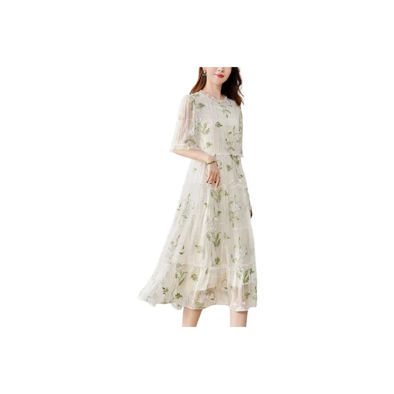 Ink Beauty Short Sleeved Dresses Women's Green-0