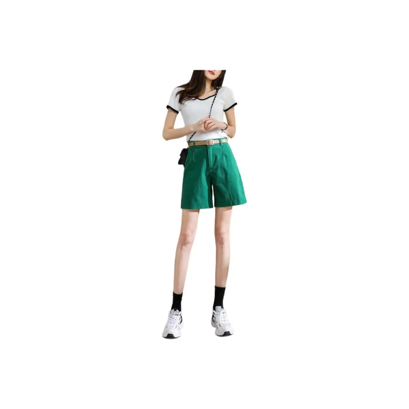 TERRE BLEUE Casual Shorts Women's Green-0