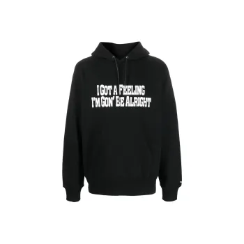 Sacai Slogan Printed Drawstring Hoodie