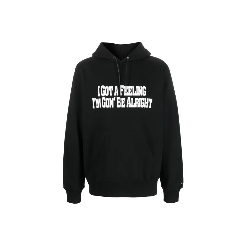Sacai Slogan Printed Drawstring Hoodie-0