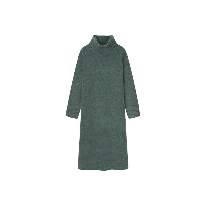 UNIQLO Long-Sleeved Dresses Women's Dark Green-0