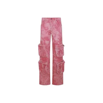 Blumarine Camouflage Printed Straight Leg Cargo Jeans