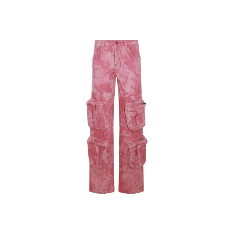 Blumarine Camouflage Printed Straight Leg Cargo Jeans-0