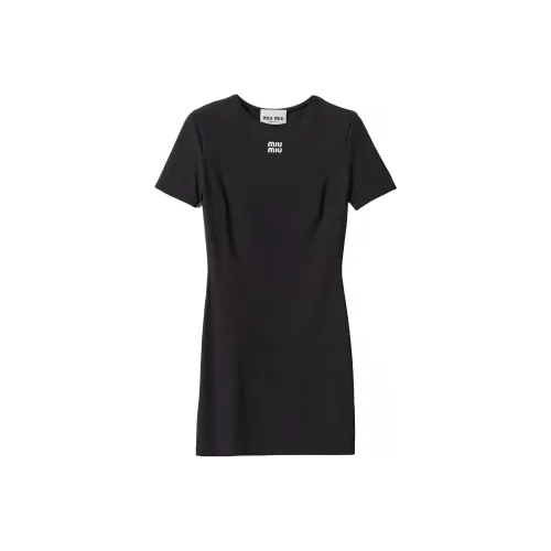 MIU MIU Logo print Short sleeve Minidress