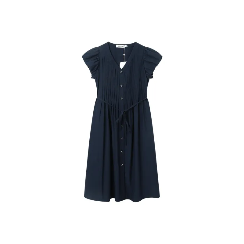 JESSYLINE Short Sleeved Dress Women's Navy Blue-0
