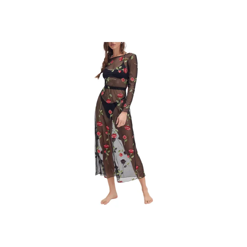 FREE PEOPLE A Rose Is A Rose Ciara Long Sleeve Dress Long-Sleeved Dresses Women's Enchanted Beauty-0
