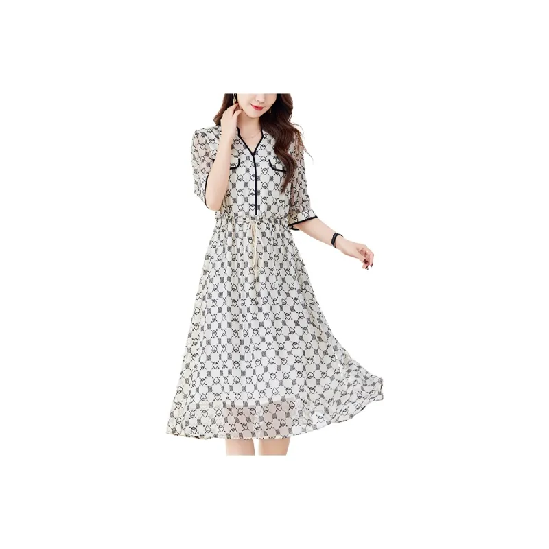 To The West Short Sleeved Dresses Women's Beige-0