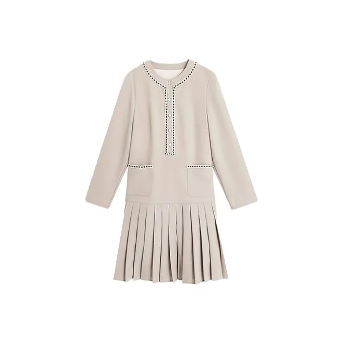 Famanxuan Long Sleeved Dress Women's Sky Gray-0