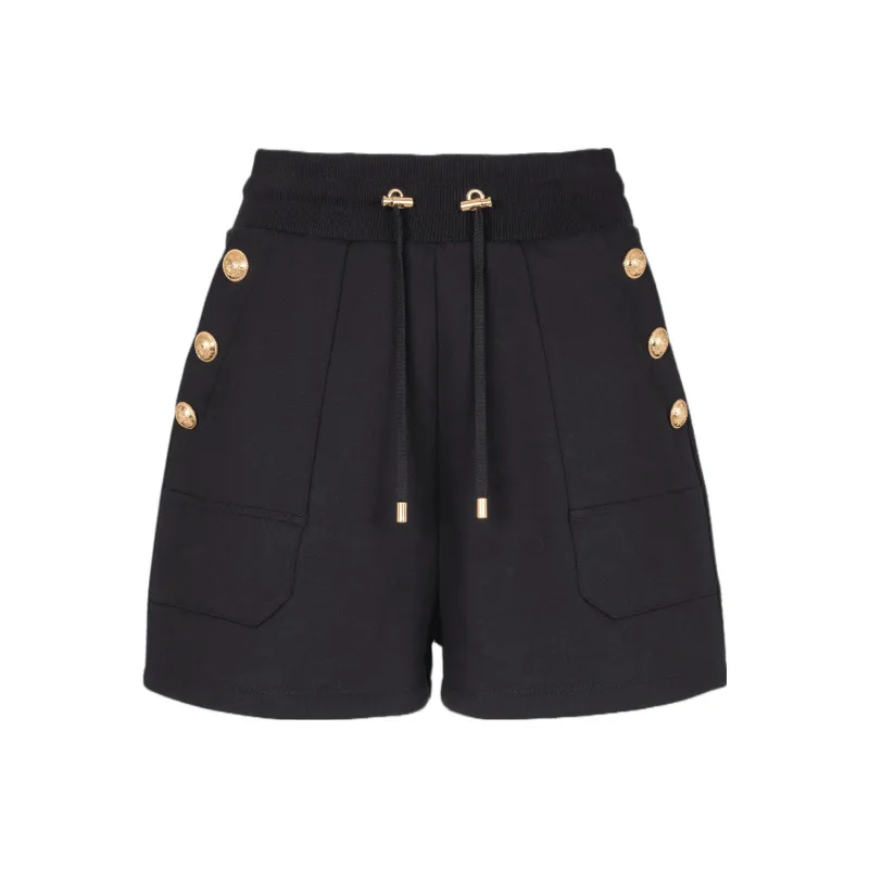BALMAIN 6 Button Cotton Shorts-0